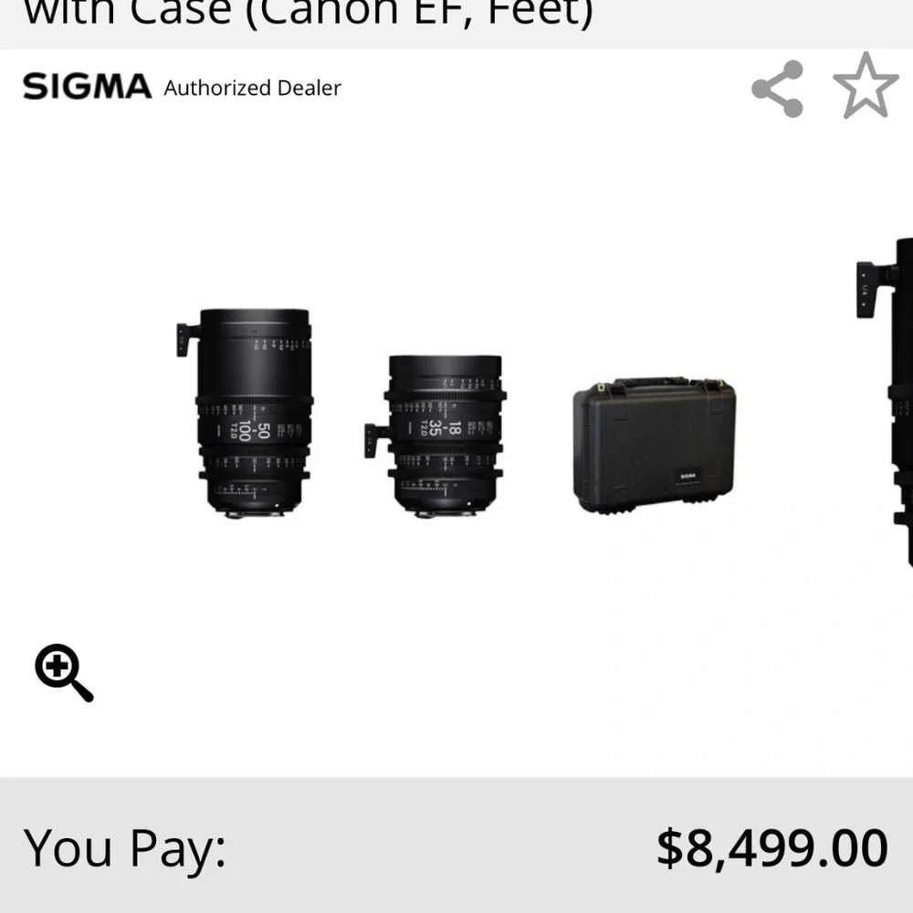 Sigma Cine 18-35mm and 50-100mm Lenses with Case EF for Canon